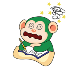 Very Busy Time Funny Little Green Monkey sticker #14654997