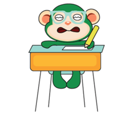 Very Busy Time Funny Little Green Monkey sticker #14655001