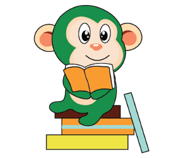 Very Busy Time Funny Little Green Monkey sticker #14655003