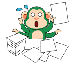 Very Busy Time Funny Little Green Monkey sticker #14655005