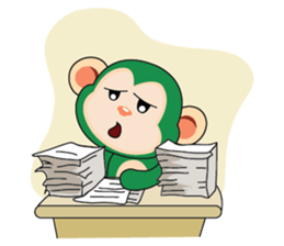 Very Busy Time Funny Little Green Monkey sticker #14655007
