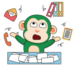 Very Busy Time Funny Little Green Monkey sticker #14655009