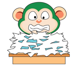 Very Busy Time Funny Little Green Monkey sticker #14655011