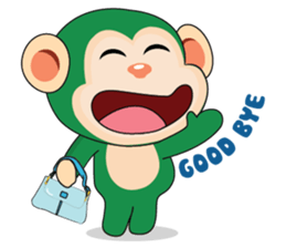 Very Busy Time Funny Little Green Monkey sticker #14655015
