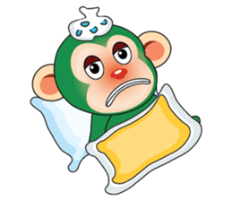 Very Busy Time Funny Little Green Monkey sticker #14655017