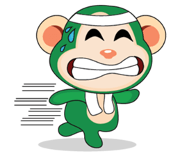 Very Busy Time Funny Little Green Monkey sticker #14655019