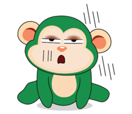 Very Busy Time Funny Little Green Monkey sticker #14655021