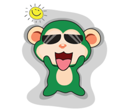 Very Busy Time Funny Little Green Monkey sticker #14655022