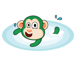 Very Busy Time Funny Little Green Monkey sticker #14655023