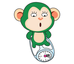 Very Busy Time Funny Little Green Monkey sticker #14655024