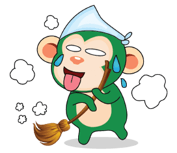 Very Busy Time Funny Little Green Monkey sticker #14655026