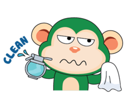 Very Busy Time Funny Little Green Monkey sticker #14655027