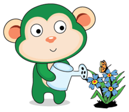 Very Busy Time Funny Little Green Monkey sticker #14655028