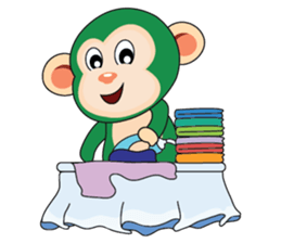 Very Busy Time Funny Little Green Monkey sticker #14655029