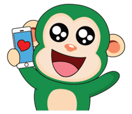 Very Busy Time Funny Little Green Monkey sticker #14655030