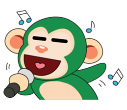 Very Busy Time Funny Little Green Monkey sticker #14655033