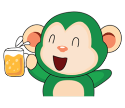 Very Busy Time Funny Little Green Monkey sticker #14655034