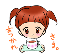 Cute pigtails girl sticker #14655555