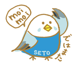 SETO sticker of a cat and parakeets! sticker #14664487