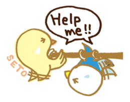 SETO sticker of a cat and parakeets! sticker #14664496