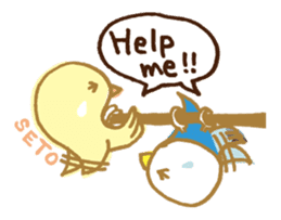 SETO sticker of a cat and parakeets! sticker #14664496