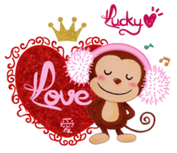 Lucky Heart~Smiling little monkey sticker #14667266