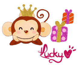 Lucky Heart~Smiling little monkey sticker #14667291