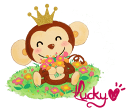 Lucky Heart~Smiling little monkey sticker #14667294