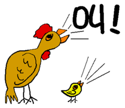 Old chicken and little chicken sticker #14668012