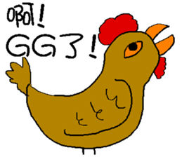 Old chicken and little chicken sticker #14668022