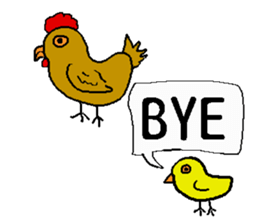 Old chicken and little chicken sticker #14668029