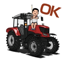 Showa man steering a tractor animation! sticker #14668944
