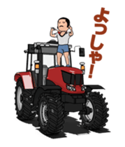 Showa man steering a tractor animation! sticker #14668956