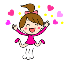 Move cute girl and cute cat sticker #14674844