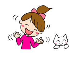 Move cute girl and cute cat sticker #14674848