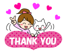 Move cute girl and cute cat sticker #14674852