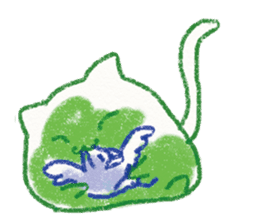 red bull and grean cat and blue bird sticker #14680672