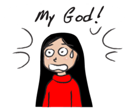 Straight hair cute girl sticker #14682514