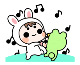 A Rabbit and A Frog and Tabby Cat Gummy sticker #14690230
