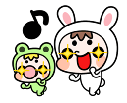 A Rabbit and A Frog and Tabby Cat Gummy sticker #14690231