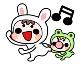 A Rabbit and A Frog and Tabby Cat Gummy sticker #14690232