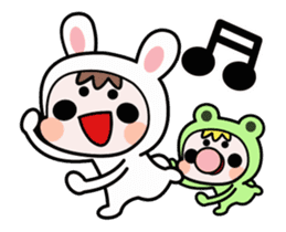 A Rabbit and A Frog and Tabby Cat Gummy sticker #14690232