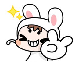 A Rabbit and A Frog and Tabby Cat Gummy sticker #14690234