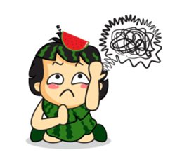 Girl with Watermelon on her head sticker #14693578