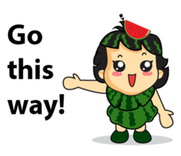 Girl with Watermelon on her head sticker #14693579
