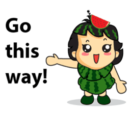 Girl with Watermelon on her head sticker #14693579