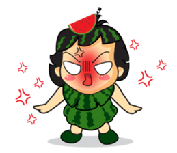 Girl with Watermelon on her head sticker #14693583