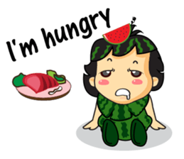 Girl with Watermelon on her head sticker #14693586