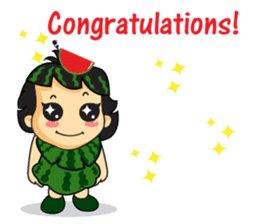 Girl with Watermelon on her head sticker #14693587