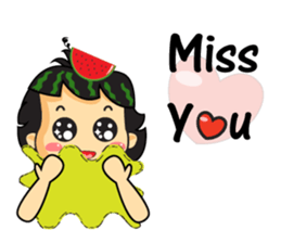 Girl with Watermelon on her head sticker #14693590